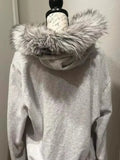 Advbridge Retro Fur Collar Letter Print Gray Zipper Hoodie Women Autumn Winter Streetwear Loose Casual Everyday Harajuku Street Y2K Tops