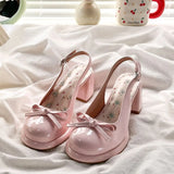 ADVBRIDGE  -   Lolita Shoes for Women Summer Patent Leather Sandals Outdoor Soft Beach Shoes Women Thick Heels Platform Shoes Women Bow Sandals
