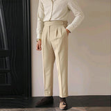 Advbridge Men's Light Luxury Fitting Well Draped Baggy Suit Pants Casual Button-down Solid Color Straight Premium Elegant Dress Pants