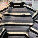 Advbridge Pullovers Women Striped Loose Teens Winter Sweater Streetwear Cool Unisex College Korean Fashion All-match Tender Casual Retro