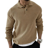 Advbridge New Men's Sweater Knitted Lapel Slim Fitting Solid Color Knitted Pullover Social Streetwear Casual Business Men