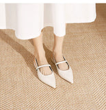 ADVBRIDGE  -  Women's Flat Sandals Minimalist Pointed Flat Sole Shoes One Word Strip with Empty Back Low Heel Women's Shoes Sandalias Mujer