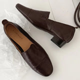 ADVBRIDGE  -  Women's cow leather round toe slip-on 3.5cm thick low heel loafers high quality soft comfortable casual female OL style shoes