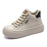 Advbridge 2024 Spring Autumn Platform Sneakers Lady Thick Sole Lace-up Casual Shoes Women Fashion Outdoors Walking Flat Shoes Black White