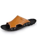 ADVBRIDGE  -  New Men's Slippers Summer Outside Leather Sandals Big Size Beach Slippers Anti-slip Mens Shoes