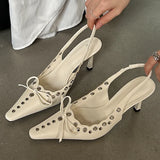 Advbridge High Heels Designer Sandals Women Summer 2024 Pointed Toe Pumps Women Lace Up Bow Fashion Low Heel Slingback Sandals Female