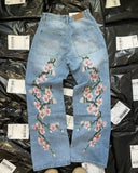 Advbridge Y2K Hip Hop Harajuku Retro Sakura Embroidered High Quality Jeans Streetwear Hip Hop Goth Men's and Women's Wide Leg Jeans