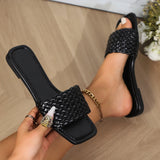 ADVBRIDGE  -  Women's Slippers Summer Selling Sexy Braided Red Square Toe Flat Flip-Flops Fashion Beach Mules Casual Indoor Home Slippers