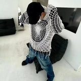 Advbridge Y2k Clothes Spider Web Hollow Hole Design Trendy Men LGBT Streetwear Hooded Pullover Knit Top Sweater Mens Korean Fashion
