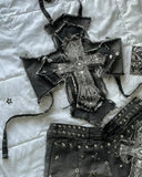 Advbridge Womens Two Piece Y2K Clothing Gothic Fashion Harajuku Sexy Slim Tube Top Retro Gray High Waisted Sweatpants Casual Suit