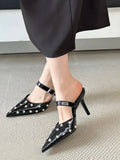 ADVBRIDGE  -   Crystal Diamond Buckle Strap Pointed Toe Women Pumps Slippers Fashion Party Prom Thin High Heels Shoes