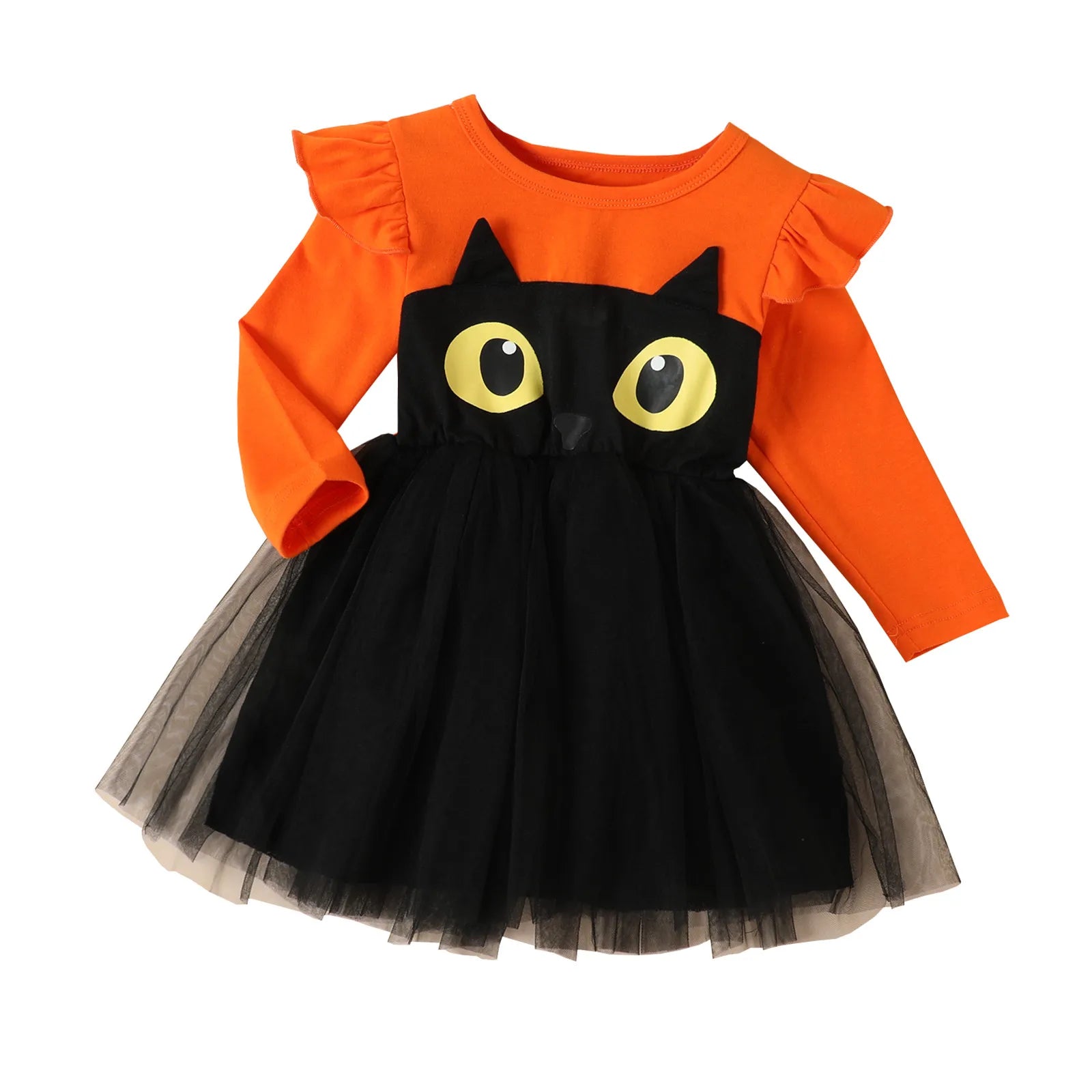 Advbridge 1-6Y Halloween Newborn Infant Baby Girls Costumes Cute Cat Lace Dress Long Sleeve Ruffles Dresses Princess Clothes Party Outfits