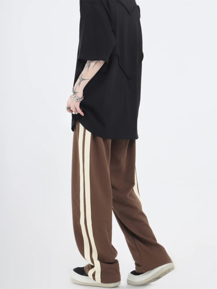 Advbridge Casual Pants Men Chic Loose Handsome Vobe Autumn High Street Ins American Style Harajuku Patchwork Full Length Vintage College