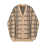 ADVBRIDGE Men's Spring Autumn New Sweater Loose V-neck Coats Male Single-breasted Knitted Outwear Men Plaid Cardigan Coats V100