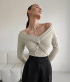 Advbridge aspen outfit winter Draped Slash Neck Top
