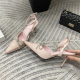 ADVBRIDGE  -  New Design Crystal Butterfly-knot Thin High Heels Women Pumps Elegant Buckle Strap Pointed Toe Wedding Party Shoes