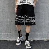 Advbridge Mens Casual Shorts Summer Hip-Hop Street Harajuku Style Personalized Print Simple Sports Shorts Boys Loose Straight Pants