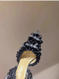 Advbridge 2025 New High end Pointed Single Shoes Sexy Diamond Bow Decoration Lace e Fashion Versatile High Heel Sandals