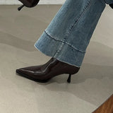 Advbridge Ladies Shoes 2024 High Quality Zipper Women's Boots Autumn Pointed Toe Solid Short Barrel High Heels Versatile Fashion Boots