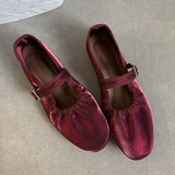 ADVBRIDGE  -  Ballet Red Footwear Mary Janes Silk Women Flats With Shoes Female Soft Fashion Buckle Shallow Ladies Lolita Dance Shoes
