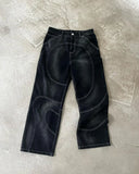 ADVBRIDGE  -  Casual jeans Street punk vintage men wash patchwork jeans y2k stylish loose gothic high waist harajuku straight leg pants