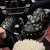 Advbridge Summer Women Slippers Platform Rivets Punk Rock Leather Mules Creative Metal Fittings Casual Party Shoes Female Outdoor Slides