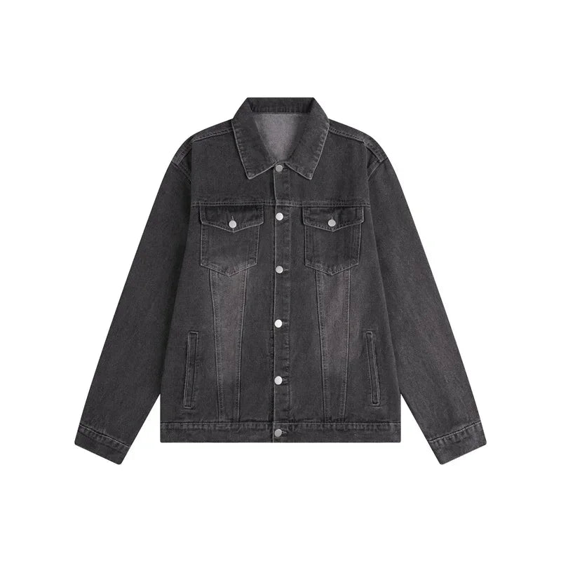 Advbridge Fashion retro slim denim jacket spring and autumn new men's and women's same lapel couple casual jacket trendy jinquedai