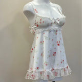 ADVBRIDGE  -  Beautiful Sexy Nightgowns Floral Printed Ice Silk Women's Sleepwear Sweet Lace Suspender Nightdress Pajama with Chest Pad