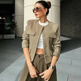 Advbridge Woman Outerwears Autumn Long Sleeve Cropped Jacket For Women Winter Button Demi-Season Short Coats Elegant Women's Coat