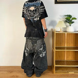 Advbridge American Retro Double Stitching Washed Baggy Jeans Men's Y2K New Harajuku Hip-Hop Gothic Casual Joker Wide Trousers Street Wear