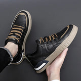 Advbridge Men's Cowhide Rubber Sole White Board Shoes New Lace Up Sports Shoes Men's Fashion Casual Shoes Driving Shoes Outdoor Work Shoes