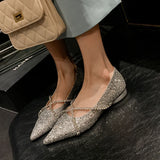 Advbridge new spring women pumps natural leather 22-24.5cm length Glitter +pigskin pointed toe Crystal cross strap Mary Jane shoes