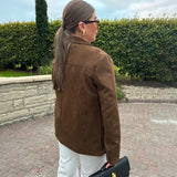 Advbridge High Street Suede Jacket Cardigan Women's Long Sleeve Loose Lapel Solid Color Fashion Retro For Women Jacket Autumn and Winter