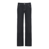 Advbridge Vintage Embroidery Letter Jeans Women Slim-Fits Low Waist Flare Denim Trousers 2025 Spring Autumn Fashion New Lady Streetwears