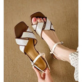ADVBRIDGE  -  Buckles Square Toe Women's Sandals Comfort Summer Shoe Sale Original Luxury Designer Korea Casual Daily 2025 Vip On Ladies Shoes