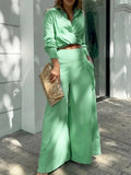Advbridge  Shirt Long Pants Suits 2 Piece Set Women Long Sleeve Shirt Wide Leg Pants Casual White Spring Summer Outfits 2024 New