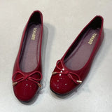 ADVBRIDGE  -  Sweet Bow Round Toe Red Mary Jane Shoes Woman Luxury High Quality Patent Leather Ballet Flats Comfort Soft Sole Wedding Shoes