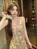 Advbridge Summer New Collection Sleeveless Sequins Floral Bandage Shoulder Strap Short Mini Dress Women