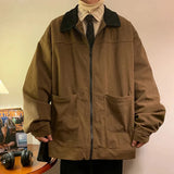 Advbridge American Style Vintage Men Bomber Jacket Windbreakers Zipper Coats Autumn Loose Cargo Outwear