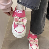 ADVBRIDGE  -  Cute Style Canvas Shoes High Top Thick Sole Womens Casual Shoes Original Red Bow Breathable Lightweight  Feminino Shoes
