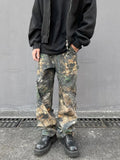 Advbridge American tree patterned camouflage jeans for men ins loose Harajuku straight tube printed trendy men and women hip-hop pants