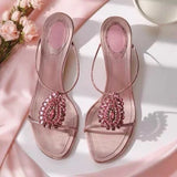 ADVBRIDGE  -  Pink Crystal Designer Brand Sandals Women Banquet Party Open Toe Summer Elegant Slides Luxury Diamonds Thin Heels Slippers Women