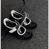 ADVBRIDGE  -  Lacing Velcro ballet Mary Jane shoes female 2025 spring and summer new black shallow mouth flat bottom sports single shoes