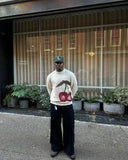 Advbridge Y2k American Harajuku Autumn and Winter Sweater for Men with Cherry Pattern Decoration Casual Loose Retro Lazy Sweater for Women