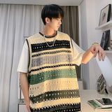 Advbridge Summer Sweater Vest Men Chic All-match Males Streetwear Beach Style Korean Fashion  Cozy Knitwear College Unisex Daily