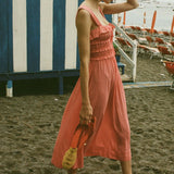 ADVBRIDGE  -  Women Square Neck Dress Summer Sleeveless Low Cut Ruffle Bustier Long Dress A Line Flowy Beach Dresses