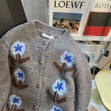 Advbridge 3D Flower Embroidery Sweater Women Autumn Winter Jacquard Knit Cardigan O-Neck Cashmere Wool Knitwear Coat Jumper