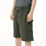 ADVBRIDGE  -  Men Denim Shorts Multi Pockets Design American Style Jeans Solid Color Trendy Straight Wide Leg Washed Male Bottoms 2025