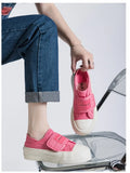 ADVBRIDGE  -  Women Pink Canvas Shoes Hook Female Students Solid Black Sneaker Thick Sole Low Top Beige Casual Shoes Tennis Sport Shoes