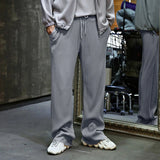 Advbridge Spring Summer Fashion Solid Color Men Jacquard Striped Drawstring Trouser Casual Pockets Slim Fit Long Pant 2024 Streetwear